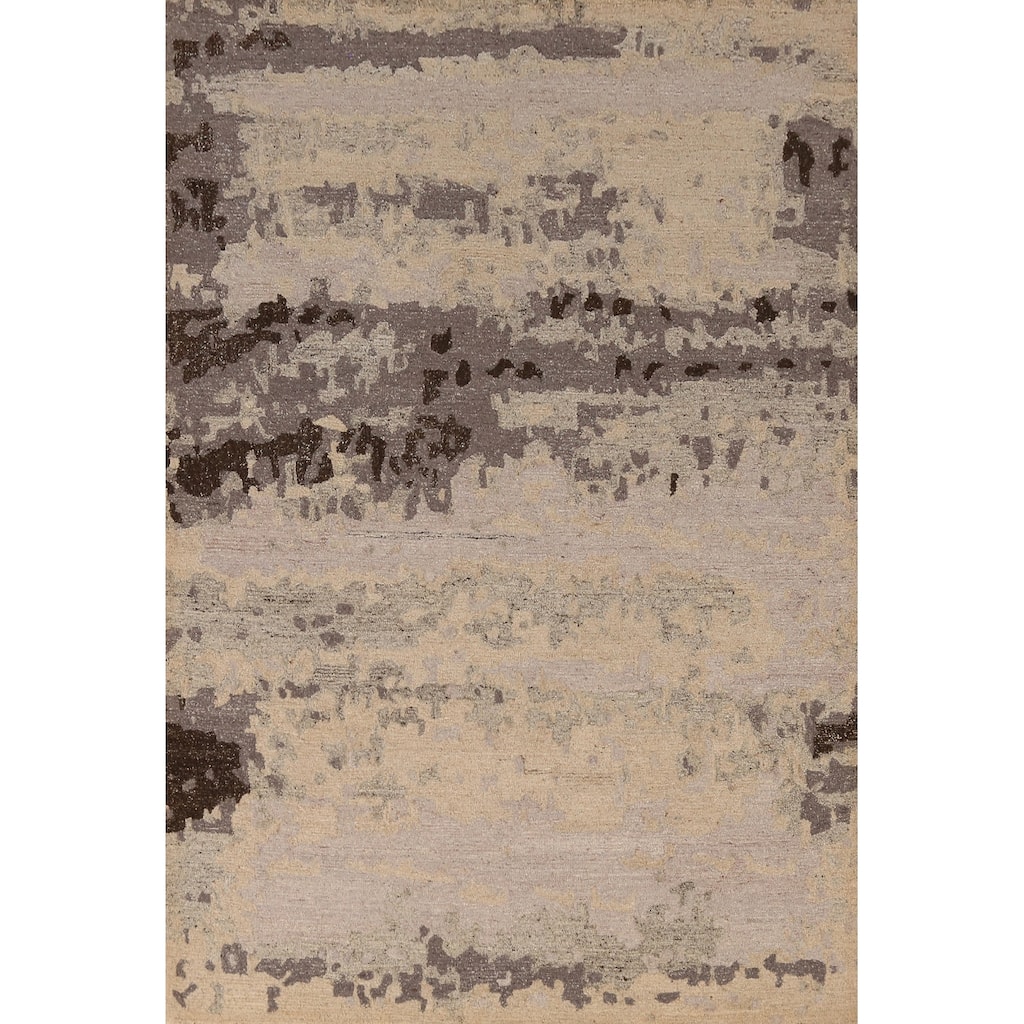 Abstract Modern Indian Area Rug Handmade Wool Carpet - 5'3" x 7'7"