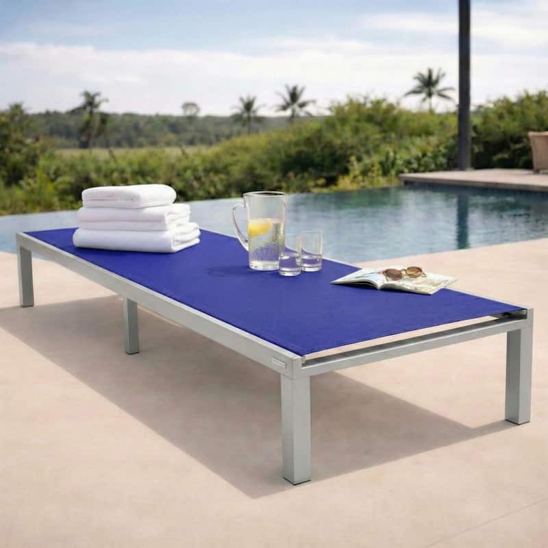 Marlin Aluminum Beach Pool Reclining Lounge Chair with Sling Mesh Fabric and Powder-Coated Frame