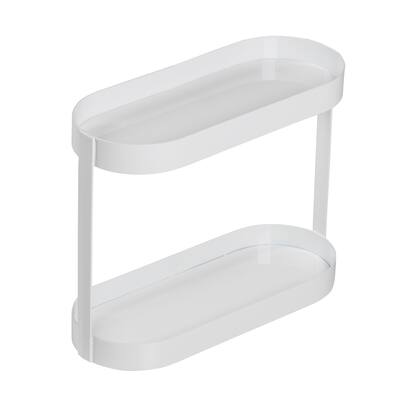 Metal Bathroom Counter Organizer Shelf with 2 Tiers, White - 4.7L x 12W x 9.4H