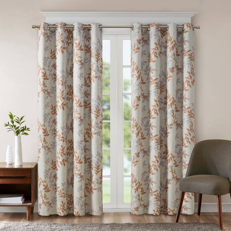SunSmart April SIngle Printed Botanical Blackout Curtain Panel