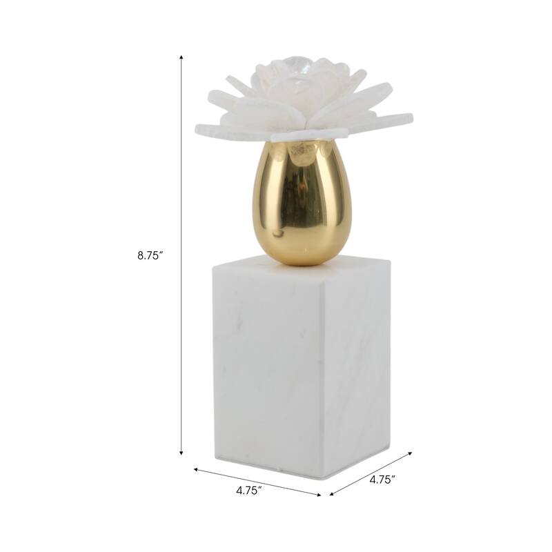 Marble Statue Elegant Floral Decorative Sculpture Object Home Decor