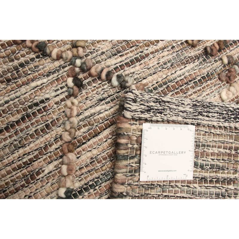 ECARPETGALLERY Braid weave Sienna Brown Wool Rug - 5'2 x 7'2