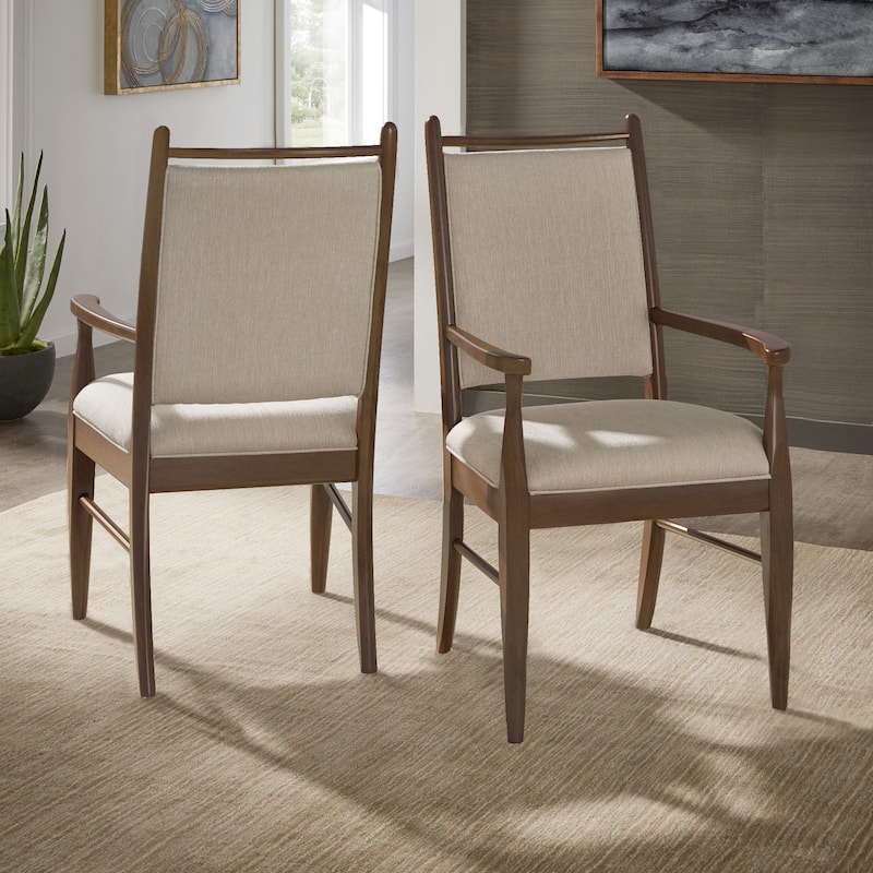 Harstad Wood Finish Beige Fabric Arm Chair (Set of 2) by iNSPIRE Q Modern