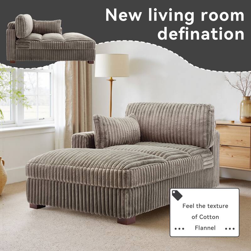 UIXE Upholstered Plush Chaise Lounge Chair For Interior