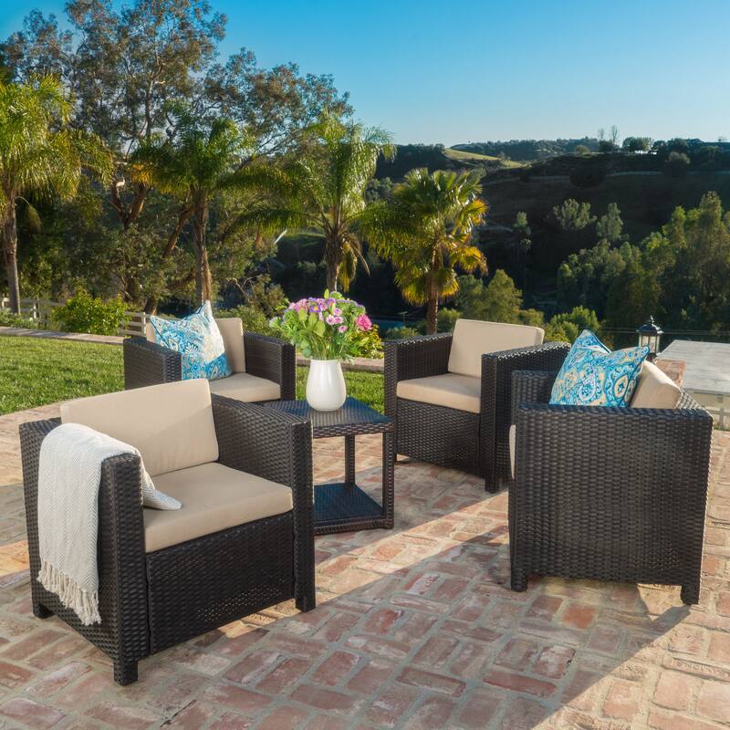 Club Chair Set of 4 - Brown+Beige