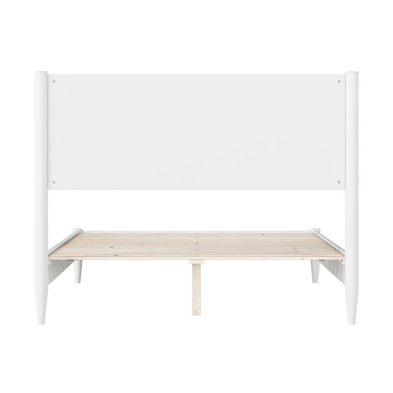 Solid Wood Low Profile Platform Bed - Full Size Bed Frame with Headboard - Modern Bedroom Furniture