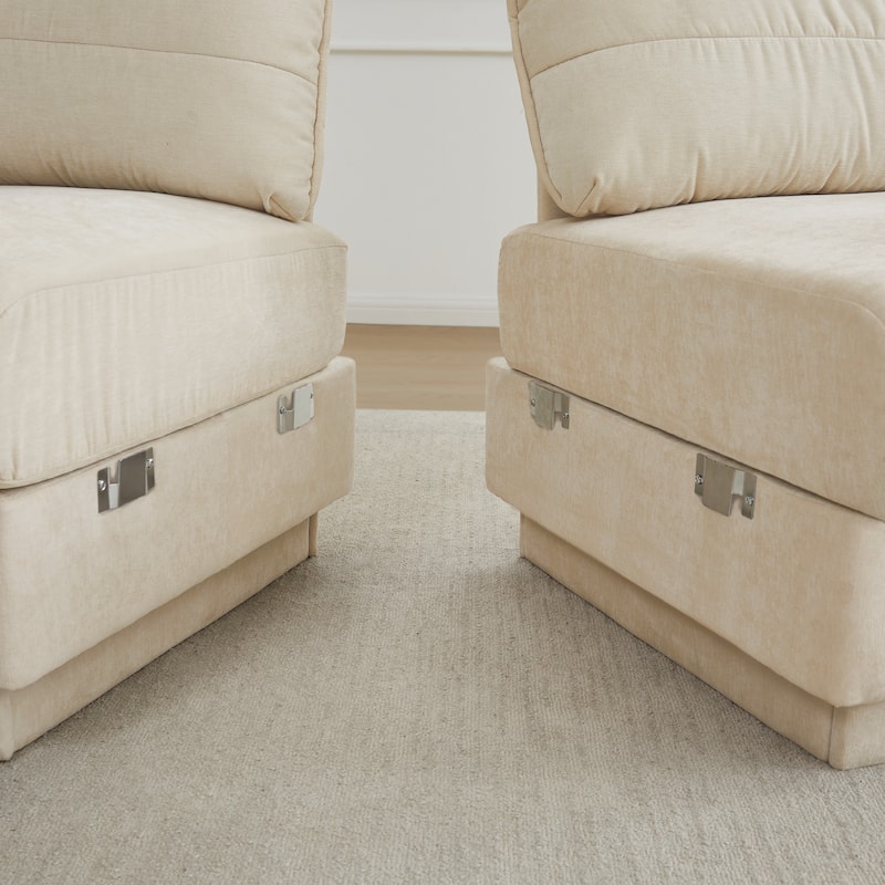 GDFStudio Alden Voss 137" Chenille Cloud 4-Seater Sofa with Quilted Back Cushions, Deep Seat