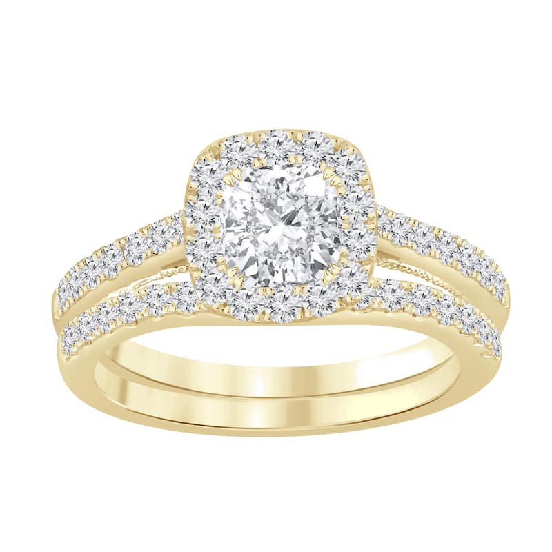 Auriya 1 3/4ctw Cushion-cut Halo Diamond Engagement Ring Set 14k Gold