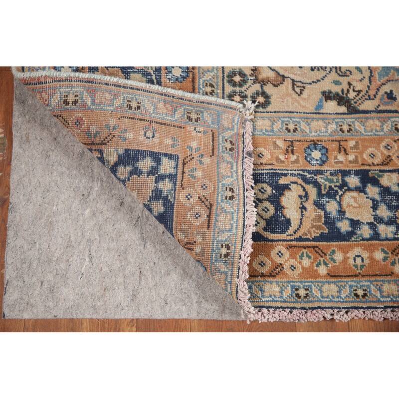 Hand Knotted Oriental 100% Wool Carpet Traditional Floral Oranges & Rust Mashad Area Rug - 9' 7'' X 6' 6''