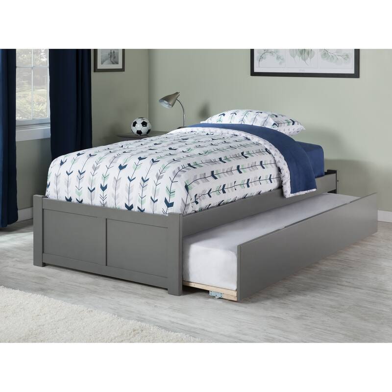 Concord Bed with Footboard and Twin Extra Long Trundle - Grey - Twin XL