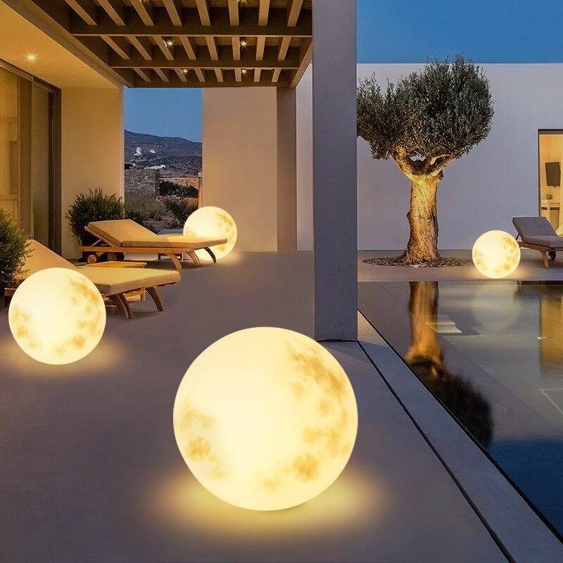 15.7" Indoor/Outdoor Solar Powered Glowing Moon Light - 15.7 inch