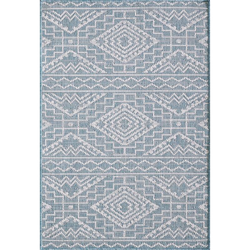 Domani Pyramids Chevron Indoor/ Outdoor Rug - 7'10" x 10'10" - Teal