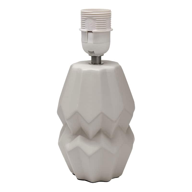 Ceramic Geometric Table Lamp with Fabric Shade for Bedroom - 6 x 6 x 13 in. (L x W x H)