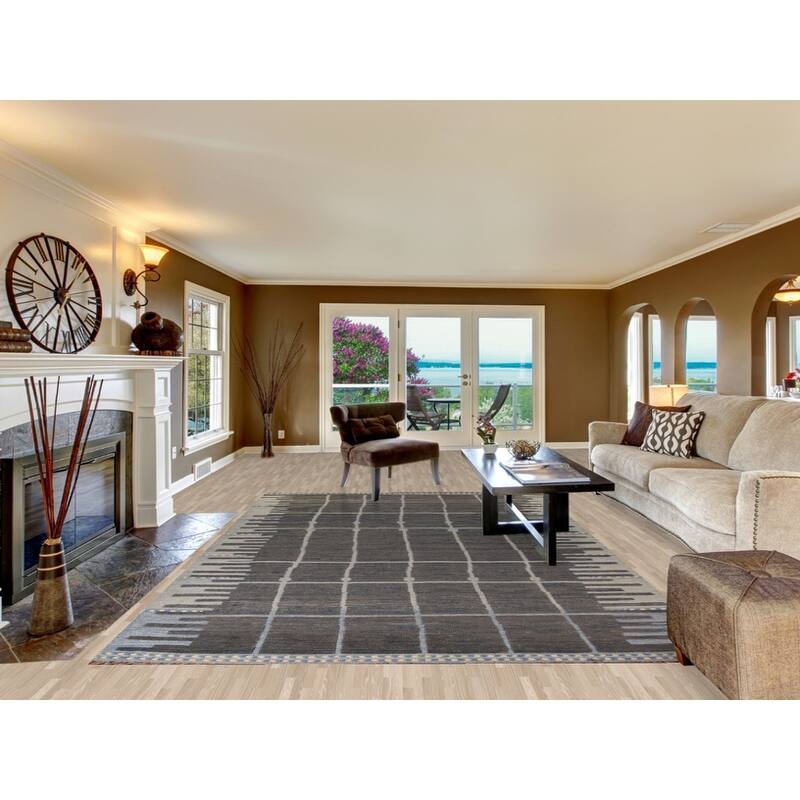 Earth Tone Moroccan Area Rug Handmade Wool Carpet - 7'11"x 12'2"