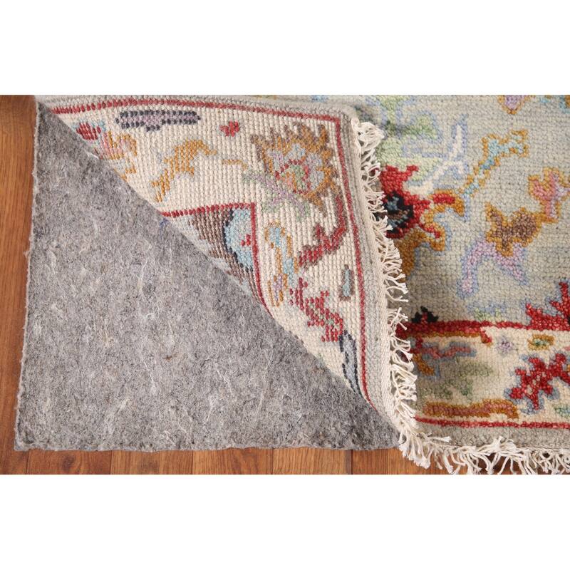 Transitional Grey Oushak Accent Rug Hand-Knotted Wool Carpet - 2'7"x 6'0"