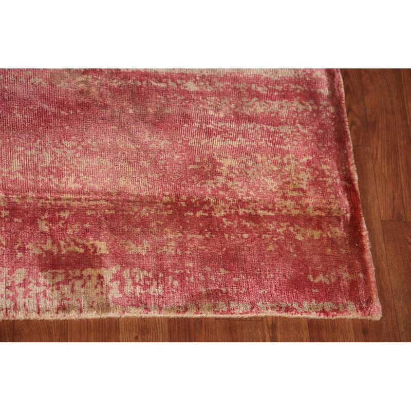 Contemporary Abstract Indian Area Rug Hand-Knotted Wool Carpet - 5'6"x 7'6"