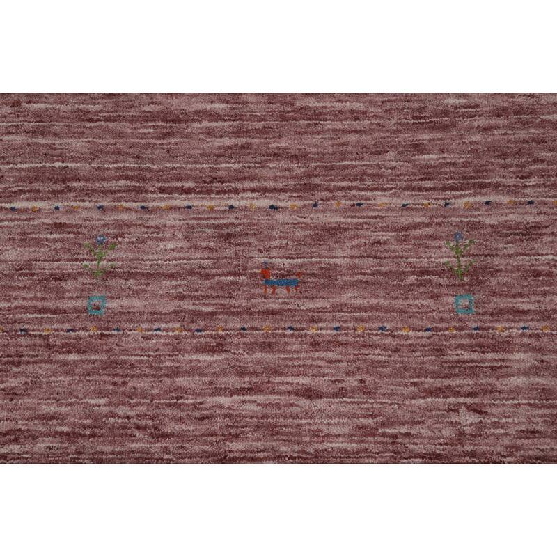 Hand Knotted Oriental 100% Wool Carpet Tribal Tribal Pink Gabbeh Area Rug - 9' 8'' X 7' 10''