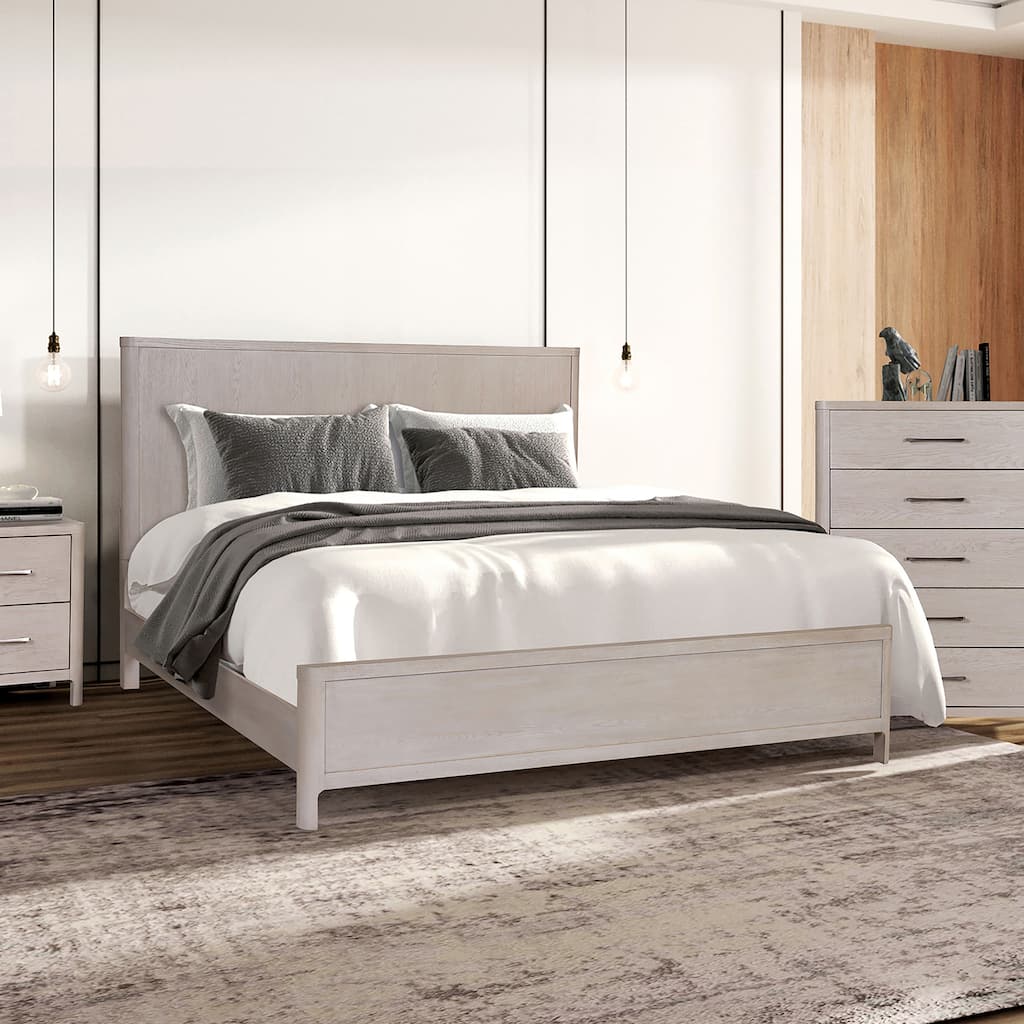 Furniture of America Rensite Modern Oak Solid Wood Panel Bed