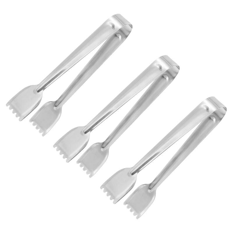 Serving Tongs, 3pcs 6.5 Inch Stainless Steel Ice Tong for Bar, Cafe - Silver