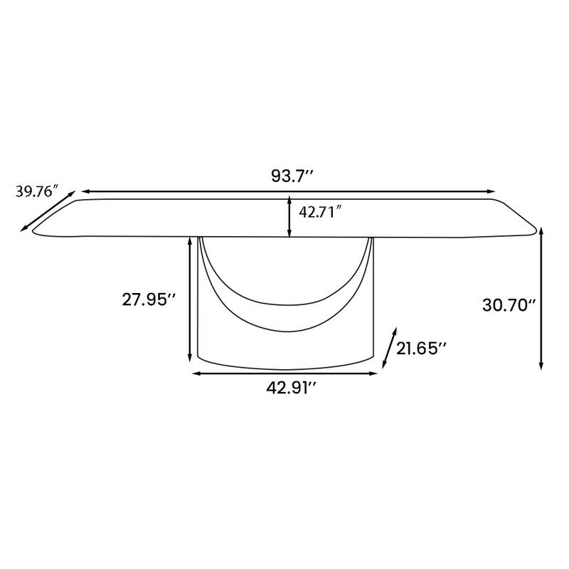 63"-94" Hobart Modern Dining Table with Rectangular Sintered Stone Tabletop and Carbon Steel Leg for 4-10