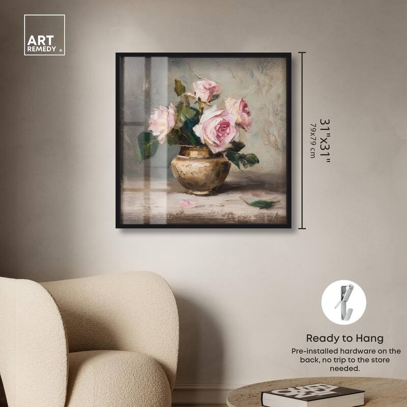 Pink Petals and Brass Shadowbox by Art Remedy