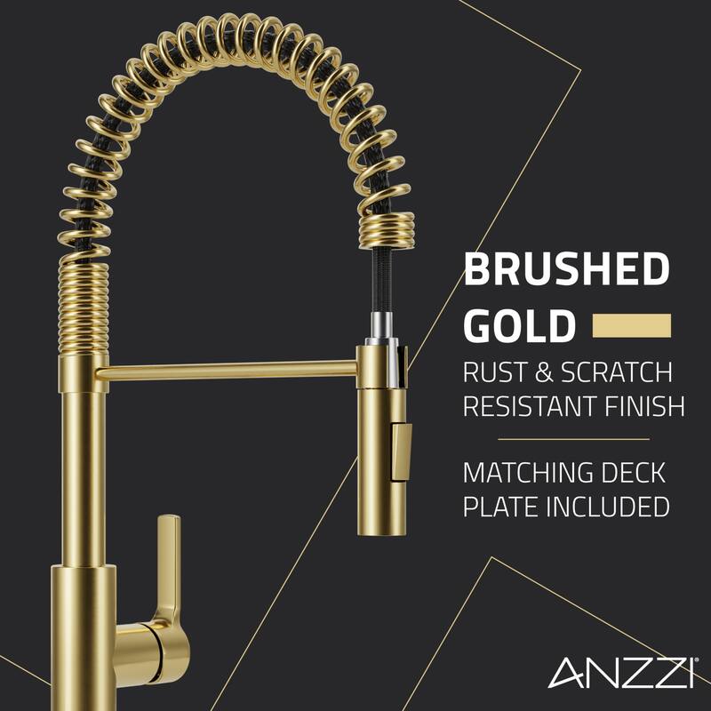 Ola Hands Free Touchless 1-Handle Pull-Down Sprayer Kitchen Faucet with Motion Sense and Fan Sprayer in Brushed Gold