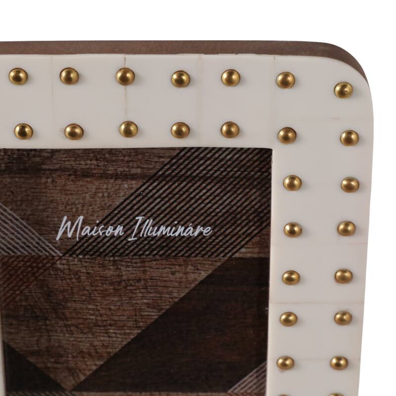 Resin Photo Frame Stud Accents Finish Contemporary Style - 8" Ivory