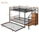 preview thumbnail 9 of 26, Twin Over Full Size Bunk Bed with Trundle and Bulit-in Wardrobe, Metal Bunk Bedframe with Lateral Storage Ladder & Wire Shelving