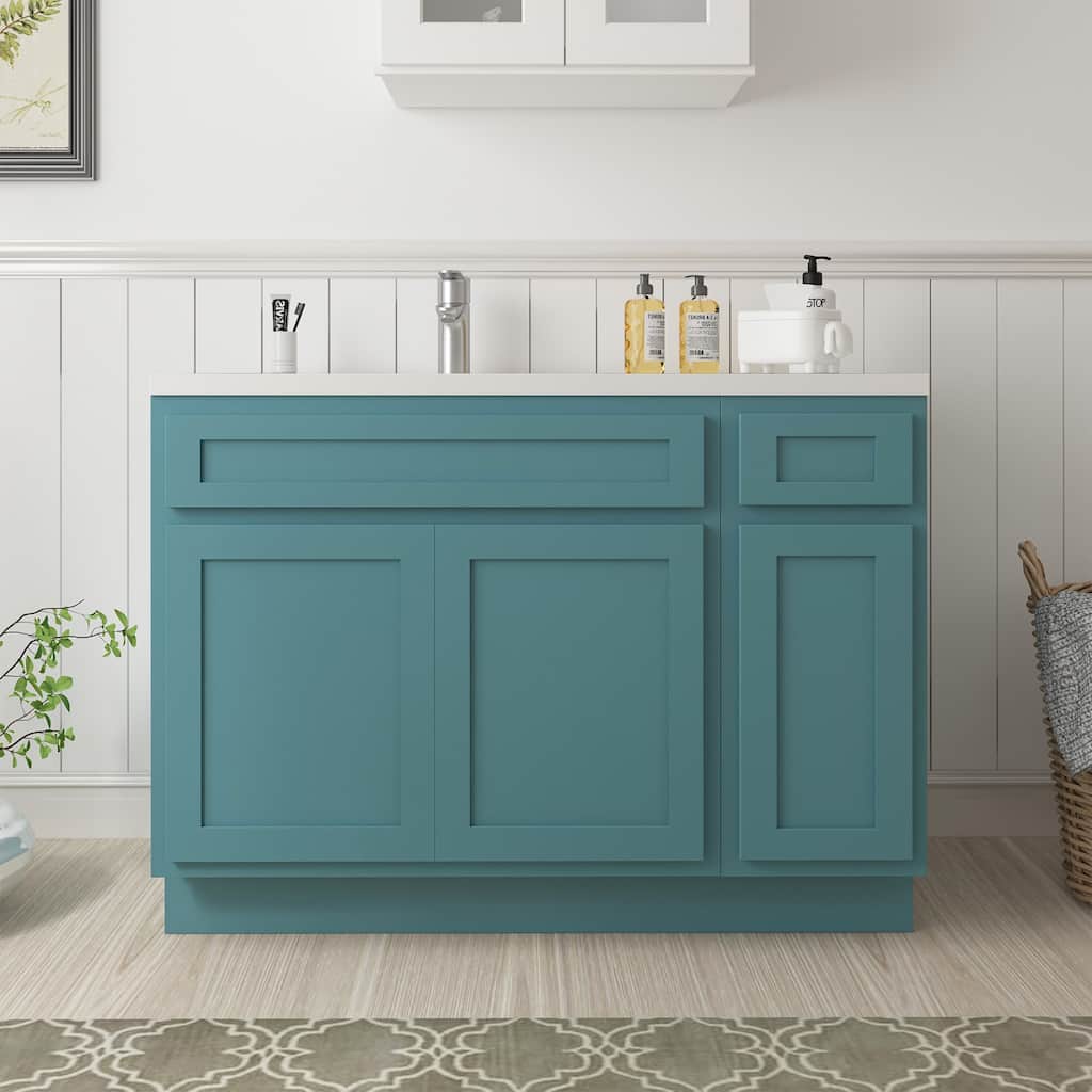 Vanity Art 51" Oak Freestanding Bathroom Vanity Cabinet without Top
