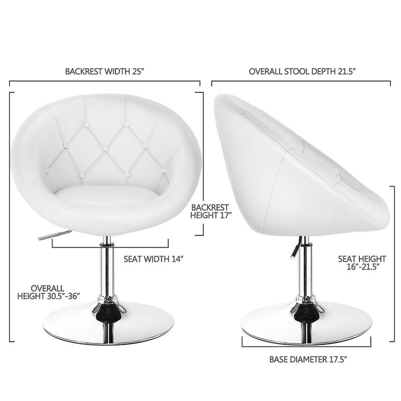 Costway 1PC Adjustable Modern Swivel Round Tufted Back Accent Chair PU - Single