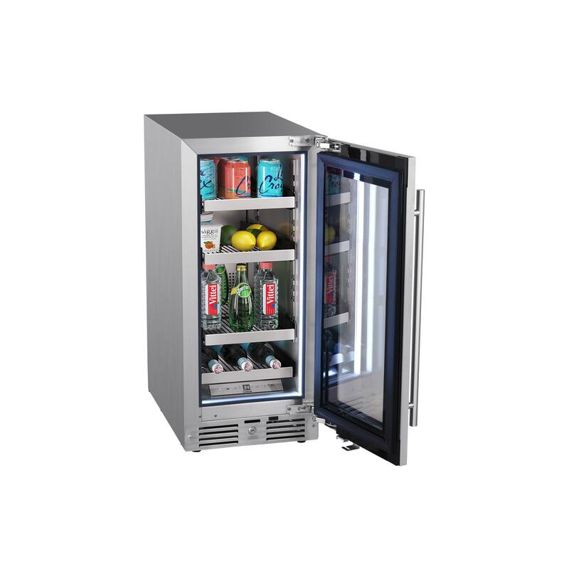 Landmark 15 Inch Wide 63 Can Capacity Beverage Cooler with alternating