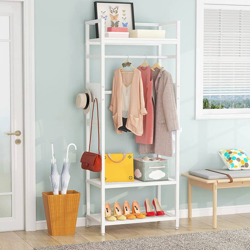 Industrial Small Clothes rack with shelves,freestanding closet organizer,27'' W X69'' H