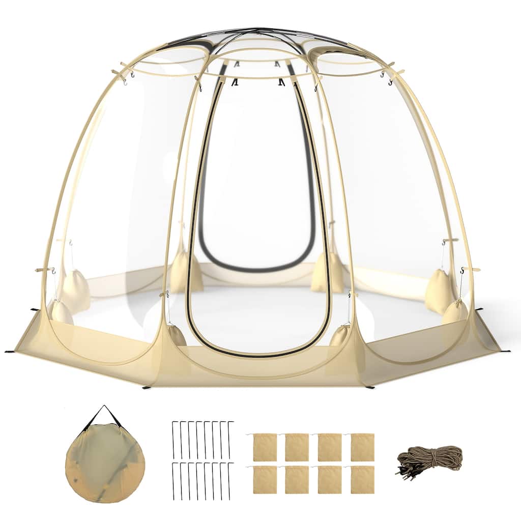 Gymax 9.5 x 9.5 FT Pop up Bubble Tent w/ Carrying Bag for Sports - Transparent