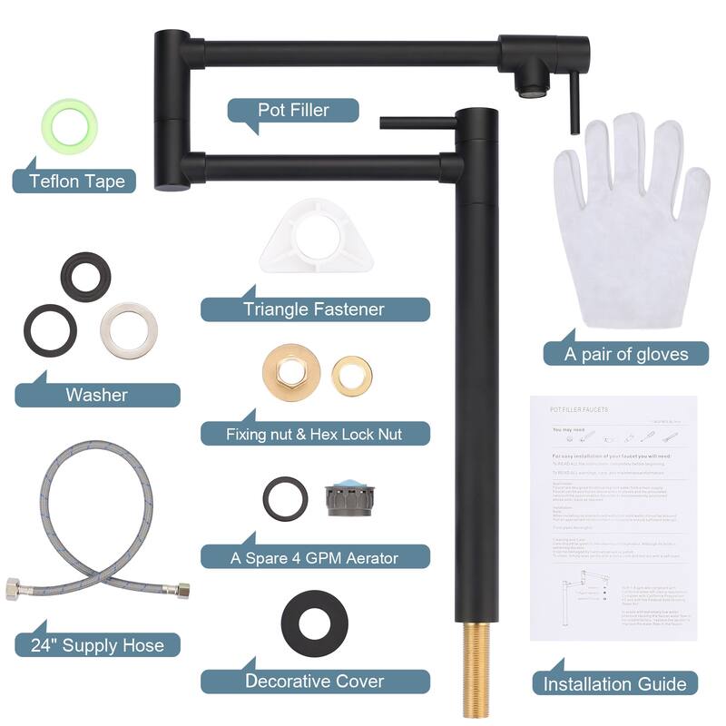 WOWOW Deck Mounted Pot Filler Folding Faucet