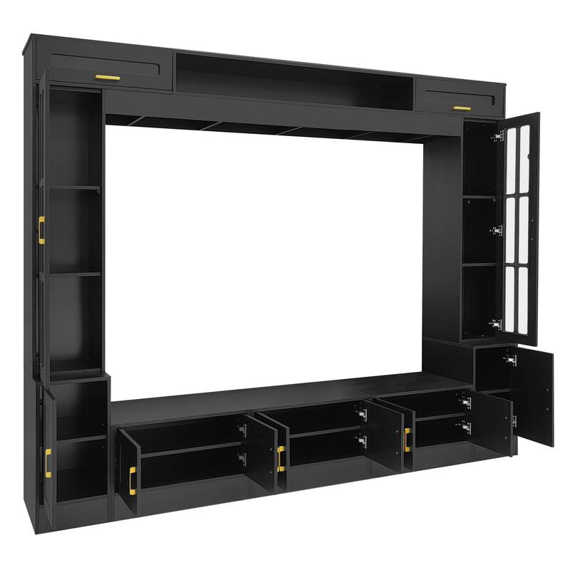 98.4" W Wall Unit Entertainment Center with Bookshelves - For TVs up to 80"