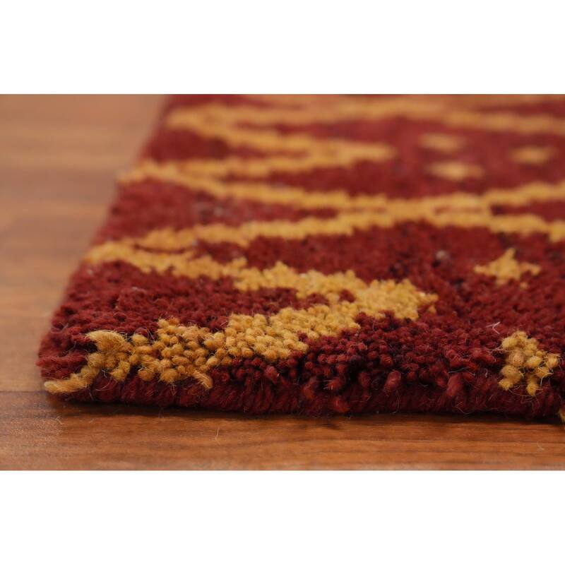 Hand Knotted Oriental 100% Wool Carpet Modern All-Over Oranges & Rust Moroccan Area Rug - 7' 9'' X 5' 0''