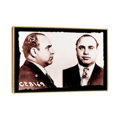 iCanvas "Alphonse Gabriel Al Capone Mugshot 2 - Chicago Gangster Outlaw" by Unknown Artist Framed Canvas Print