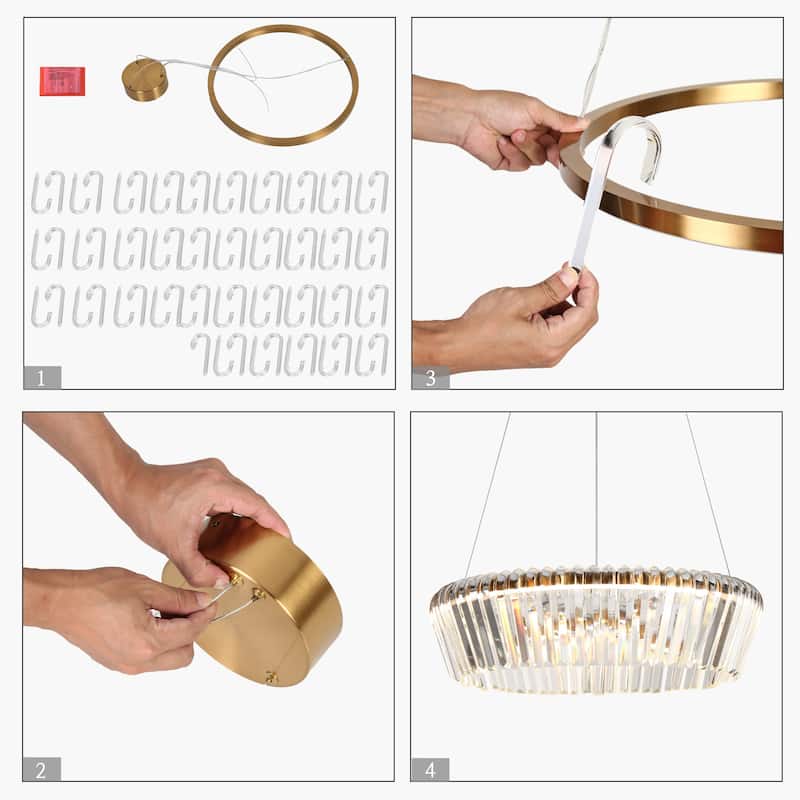 Modern Minimalist Wheel LED Drum Dining Chandelier Crystal Foyer Pendant Lights Dimmable - W 21" x H 6"