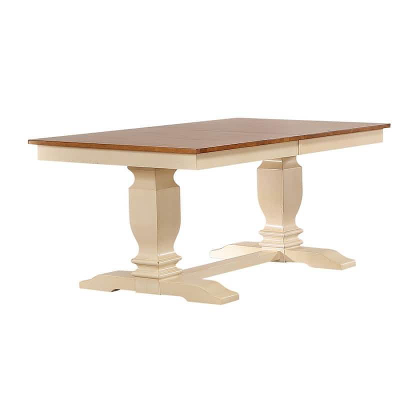 Double Transitional Base Dining Table In Antique Biscotti