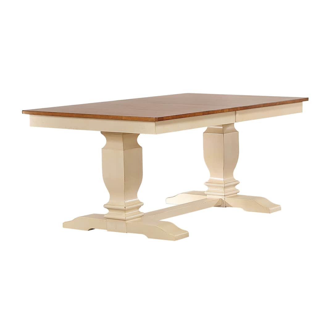 Double Transitional Base Dining Table In Antique Biscotti