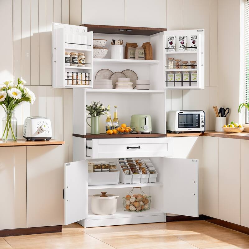 Pocassy Kitchen Pantry Storage Cabinet with 6 Hanging Shelves