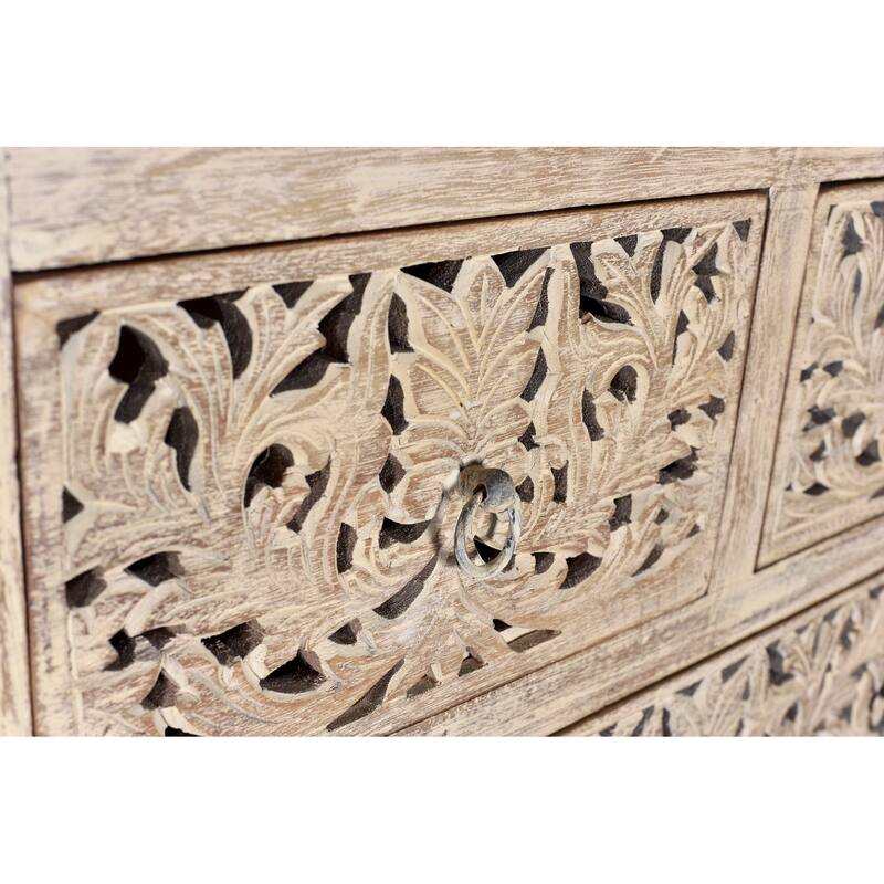 Florence Floral Carved Wood 6-Drawer Chest