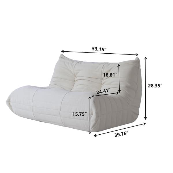dimension image slide 1 of 2, Futon Bean Bag Chair with Footstool,Soft Lazy Sofa Teddy Velvet Lounger Seat