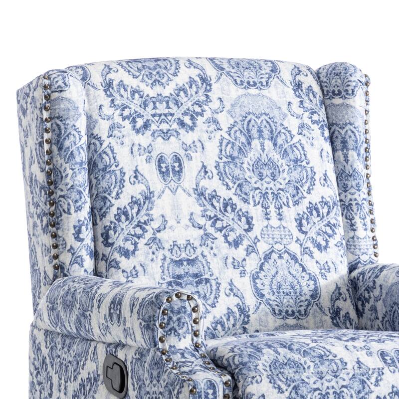 29'' W Pattern Floral Swivel Manual Push Back Recliner Glider Chair
