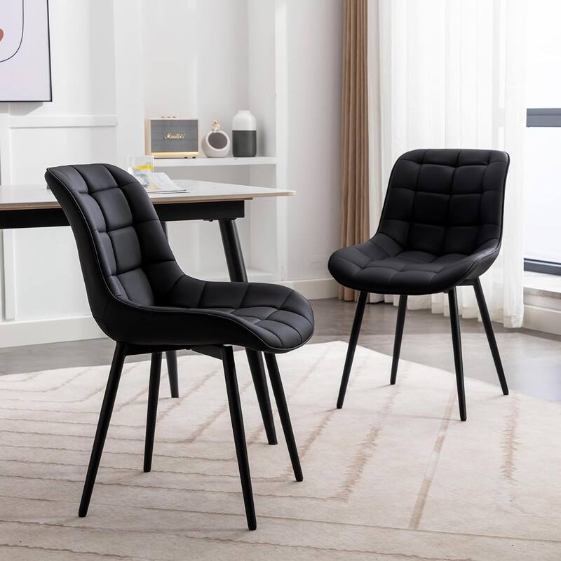 XINMICS Modern Upholstered Faux Leather Dining Chairs Set of 2