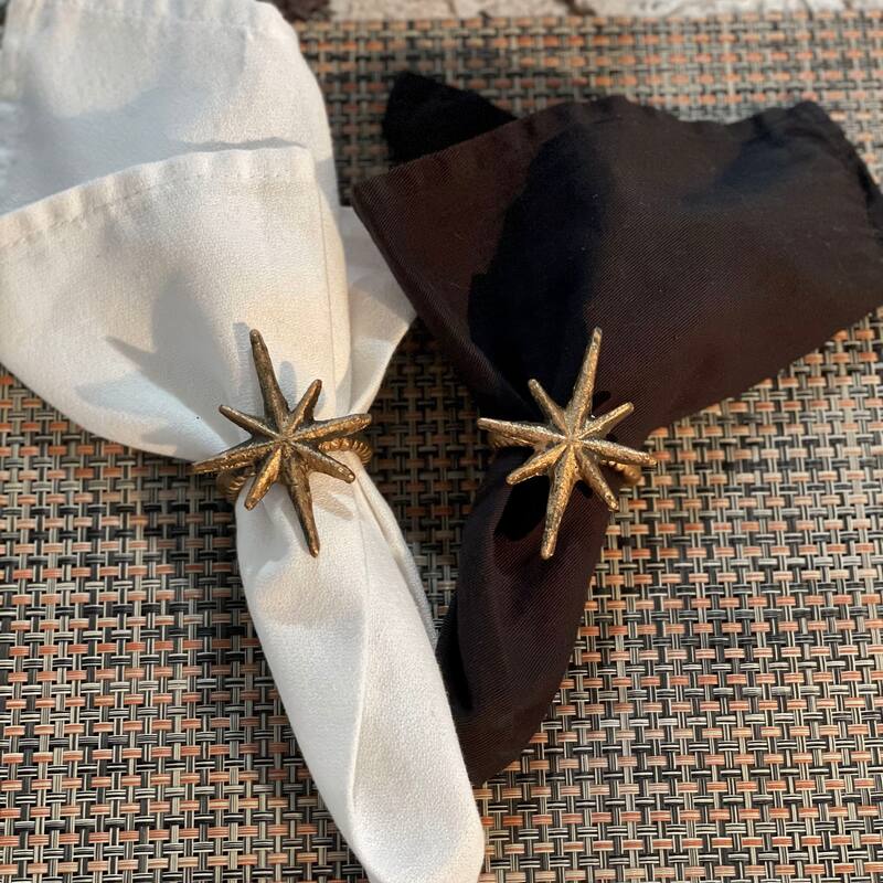 Zeckos Gold Cast Iron Starburst Napkin Rings (Set Of 6) - 2 X 2.75 X 2.25 inches