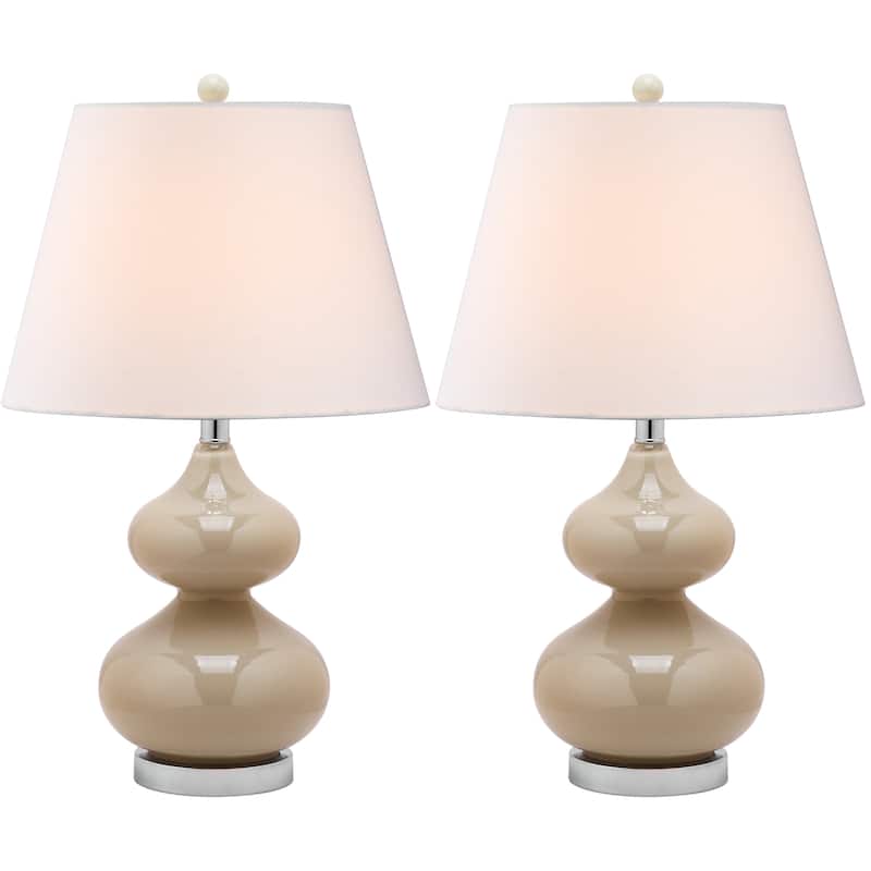 SAFAVIEH Lighting 24-inch Eva Double Gourd Glass Taupe Table Lamp (Set of 2) - 14"x14"x24"
