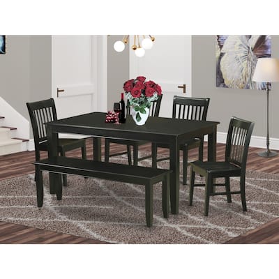 Formal Dining Room Set - Asian Hardwood Table & Chairs - Mahogany Finish - Modern Marvel Design