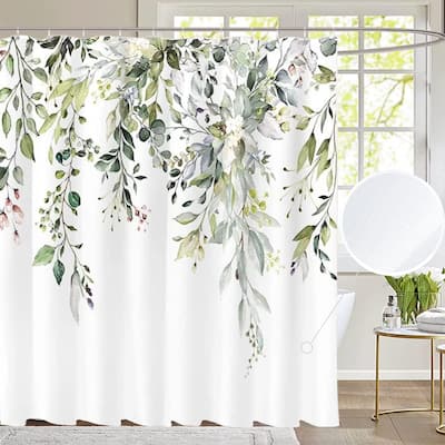 Sage Green Shower Curtain for Bathroom Eucalyptus Fabric 72" x 72"