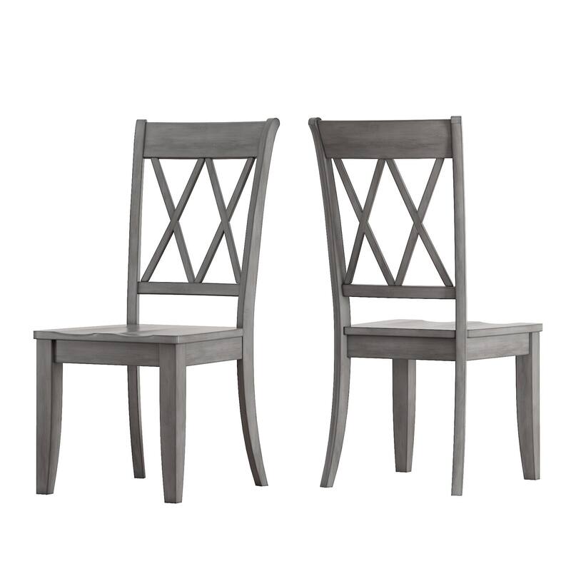 Eleanor Oak Farmhouse Trestle Base 6-Piece Dining Set - X Back by iNSPIRE Q Classic - Oak Table - Antique Grey Chairs and Bench